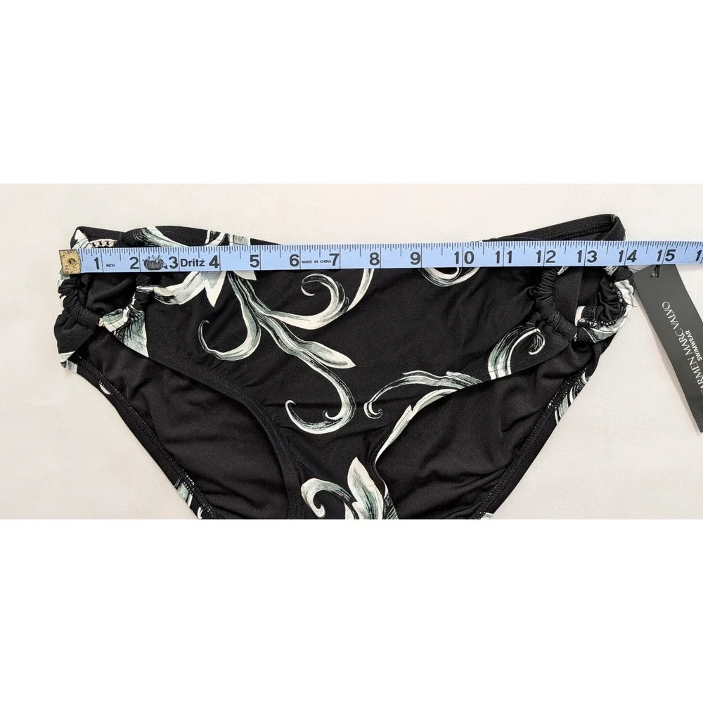 Carmen Marc Valvo O-Ring Bikini Bottom Swimsuit Black White Women's Small S NWT